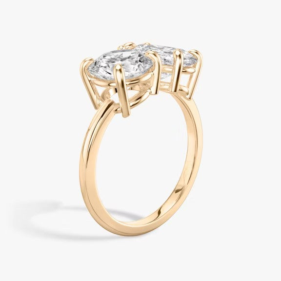 Round & Oval Cut Toi et Moi Diamond Engagement Ring in Solid Gold⁠