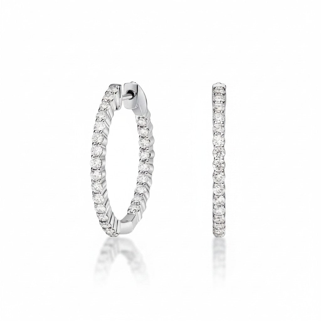 My Store 4 18K solid gold hoop earrings featuring 1 carat of sparkling lab-grown diamonds in a classic design.