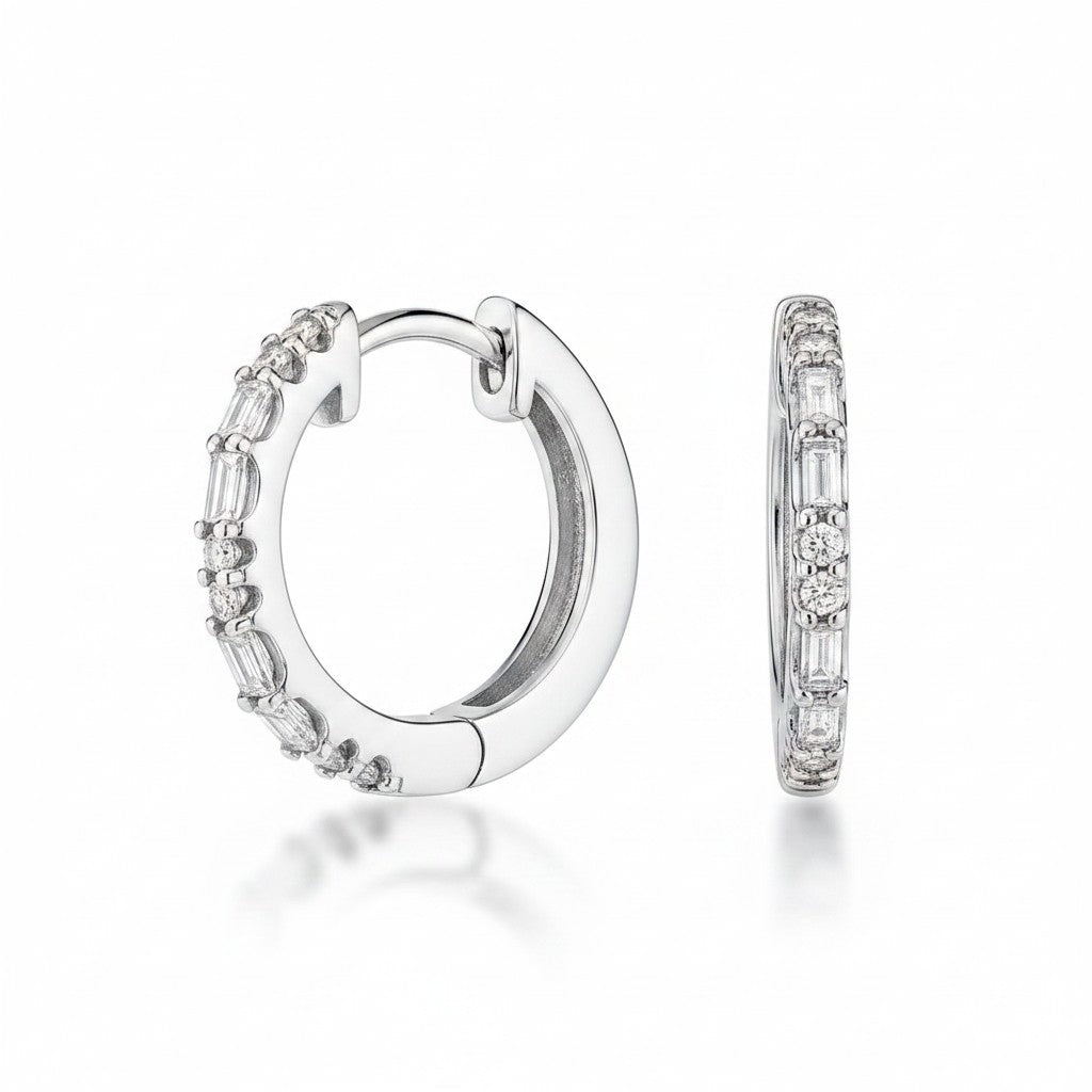 My Store 4 18K solid gold hoop earrings featuring 0.22 carat lab-grown diamonds in a polished, elegant design.