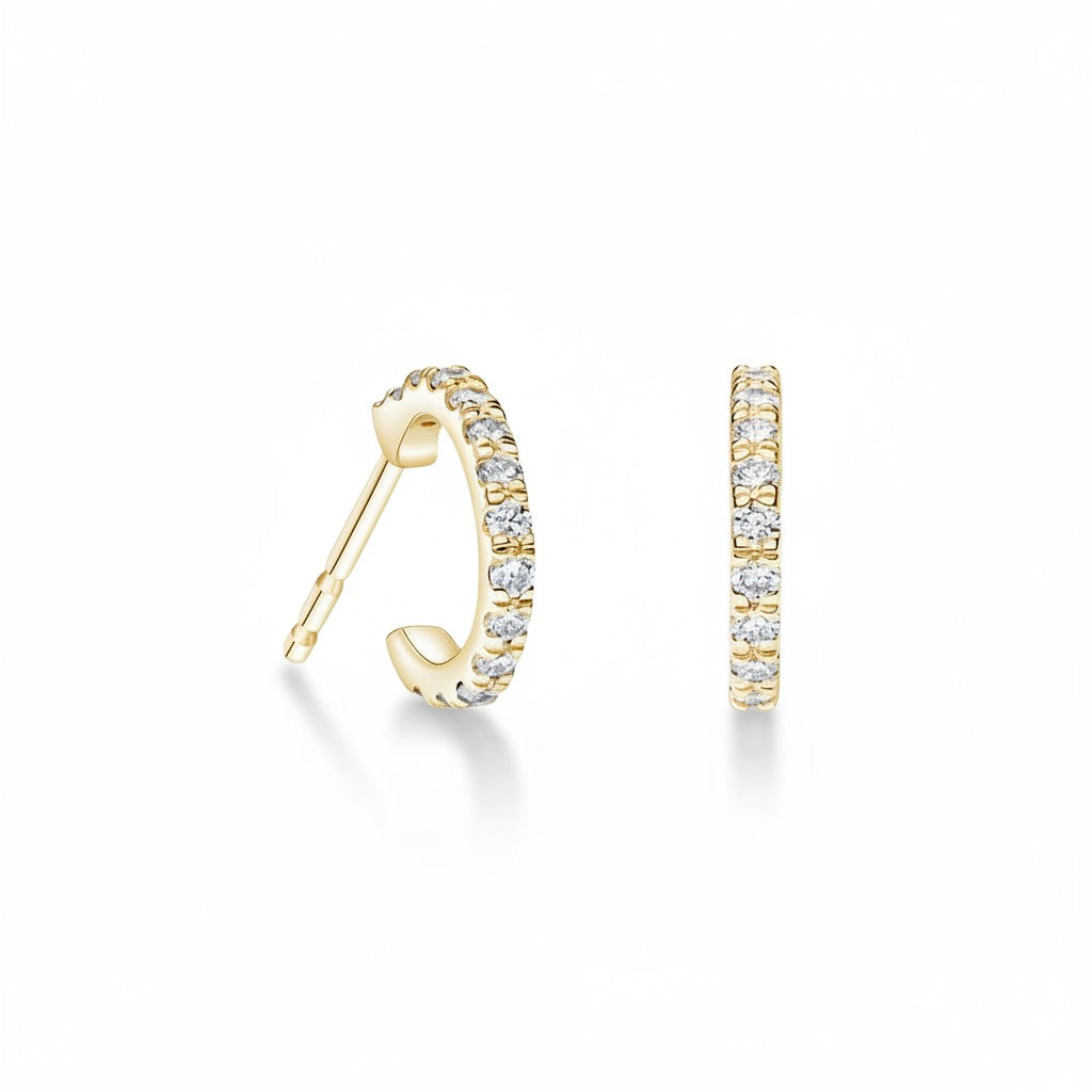 My Store 4 18K solid gold hoop earrings featuring 0.2 carat lab-grown diamonds in a delicate, refined design.