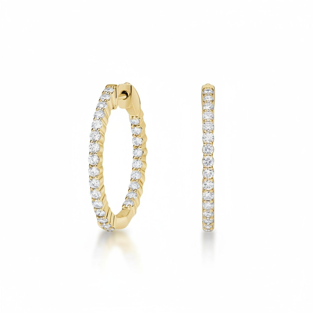 My Store 4 18K solid gold hoop earrings featuring 1 carat of sparkling lab-grown diamonds in a classic design.