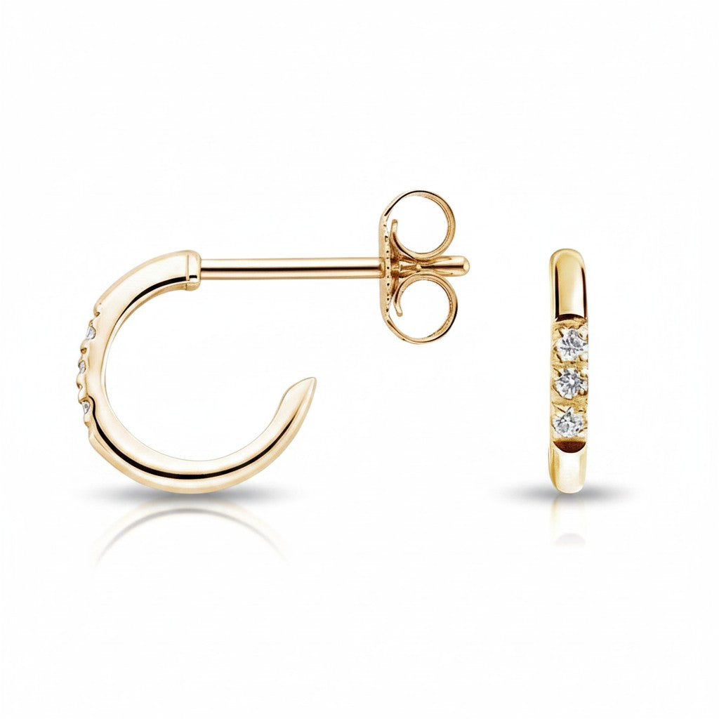My Store 4 18K solid gold hoop earrings featuring 0.04 carat lab-grown diamonds in a minimalist polished design.