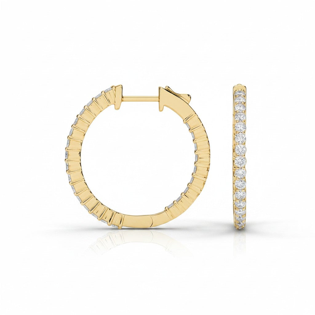 My Store 4 18K solid gold hoop earrings featuring 1 carat of sparkling lab-grown diamonds in a classic design.
