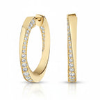 My Store 4 18K solid gold hoop stud earrings featuring 0.5 carat lab-grown diamonds in a polished twisted design.