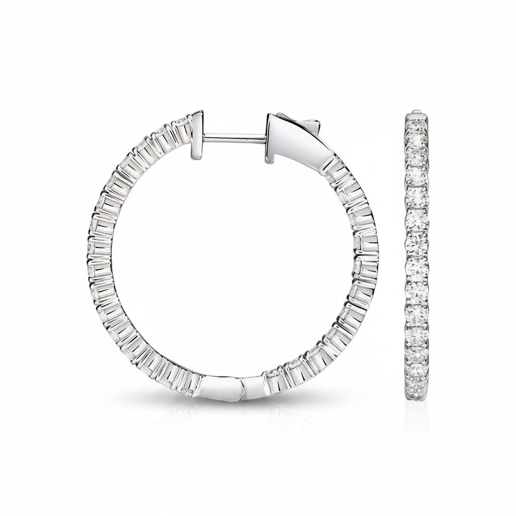 My Store 4 18K solid gold hoop earrings featuring 1 carat of pavé-set lab-grown diamonds in a polished finish.