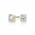 My Store 4 18K solid gold stud earrings featuring 1.5 carat round cut lab-grown diamonds with four-prong settings.
