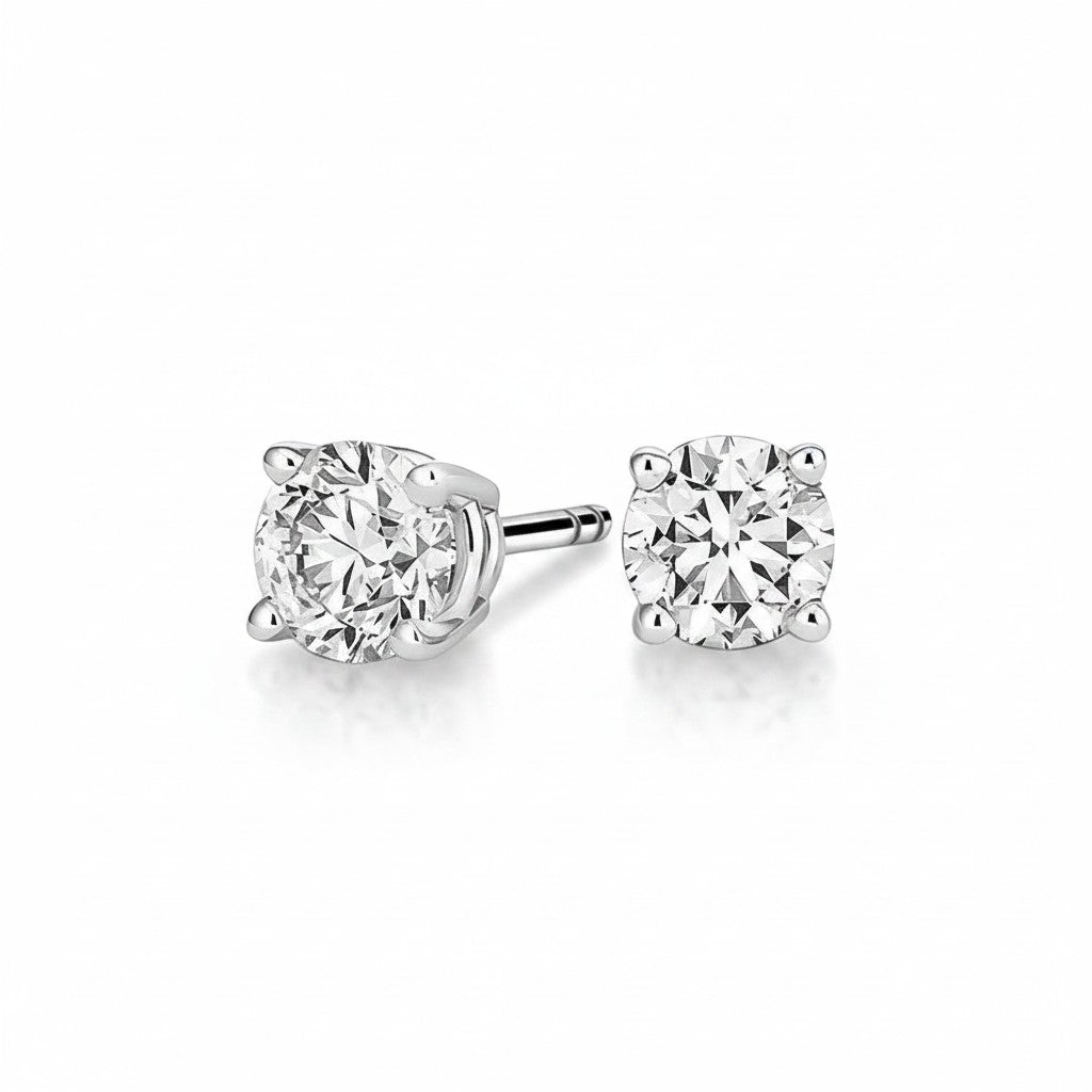 My Store 4 18K solid gold stud earrings featuring 1.5 carat round cut lab-grown diamonds with brilliant sparkle.