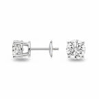 My Store 4 18K solid gold stud earrings featuring 1.5 carat round lab-grown diamonds with a classic four-prong setting.