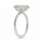 My Store 4 18K solid gold heritage halo lab diamond ring featuring a brilliant center stone in a side profile view.