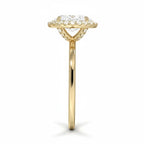 My Store 4 18K solid gold halo lab diamond ring viewed from the side, showcasing the intricate diamond setting.