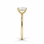 My Store 4 18K solid gold halo lab diamond ring viewed from the side, showcasing the elegant setting and band.