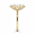 My Store 4 18K solid gold heritage halo lab diamond ring viewed from the side showing intricate diamond setting details