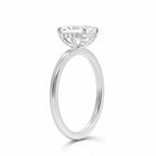 My Store 4 18K solid gold halo engagement ring with a radiant lab-grown diamond, side profile view.