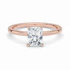 My Store 4 18K solid gold halo ring featuring a radiant cut lab-grown diamond on a polished gold band