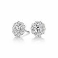 My Store 4 18K solid gold halo stud earrings featuring 1.5 carat lab-grown diamonds with a brilliant round center stone.