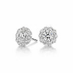 My Store 4 18K solid gold halo stud earrings featuring 1.5 carat lab-grown diamonds with a brilliant round center stone.