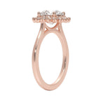 My Store 4 18K solid gold vintage halo engagement ring with a round-cut lab-grown diamond in a side profile view.