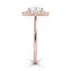 My Store 4 18K solid gold vintage halo engagement ring with a round-cut lab-grown diamond, side profile view.