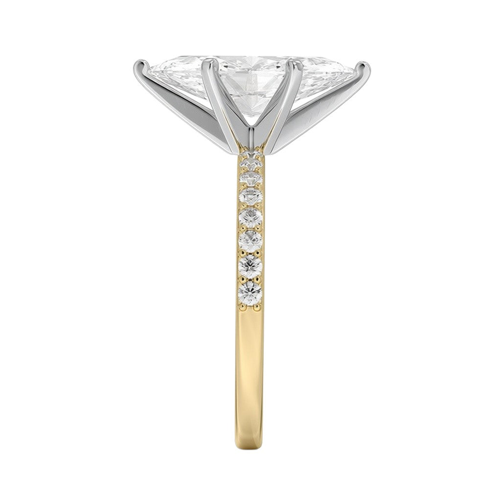 My Store 4 18K solid gold solitaire engagement ring with a pavé diamond band and elevated central diamond setting
