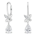 My Store 4 18K solid gold drop earrings featuring 2.2 carat pear-cut lab-grown diamonds with butterfly-inspired motifs.