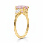 My Store 4 18K solid gold trilogy ring featuring a pear-cut lab-grown diamond centerpiece and pear side stones.
