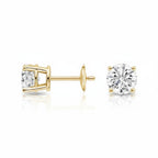My Store 4 18K solid gold stud earrings featuring 1.5 carat round lab-grown diamonds with a classic four-prong setting.