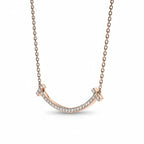 My Store 4 18K solid gold medium smile necklace featuring a curved bar design with pavé set lab-grown diamonds.