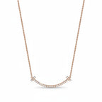 My Store 4 18K solid gold medium smile necklace featuring a curved bar design with pavé set lab-grown diamonds.
