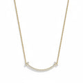My Store 4 18K solid gold smile necklace featuring a curved bar pendant set with sparkling lab-grown diamonds.