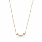My Store 4 18K solid gold smile necklace featuring a curved bar pendant with lab-grown diamonds on a delicate chain.
