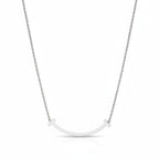 My Store 4 18K solid gold medium smile necklace with a curved bar pendant on a delicate chain