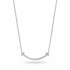 My Store 4 18K solid gold medium smile necklace featuring a curved bar pendant set with lab-grown diamonds.