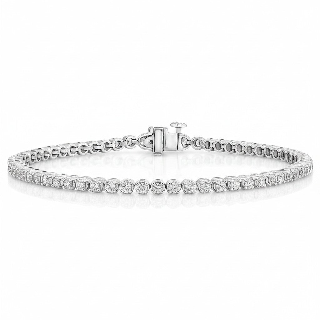 My Store 4 18K solid gold tennis bracelet featuring 2 carats of round lab-grown diamonds in polished bezel settings.