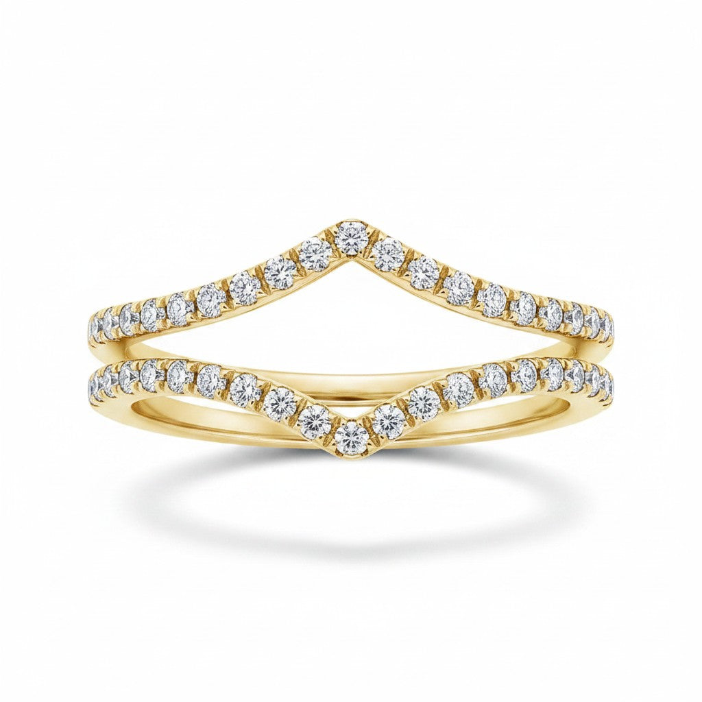 My Store 4 double chevron ring enhancer in 18k yellow gold with micro-pavé set diamonds in a V-shape design