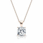 My Store 4 cushion-cut diamond solitaire pendant on a delicate gold chain with a four-prong setting.