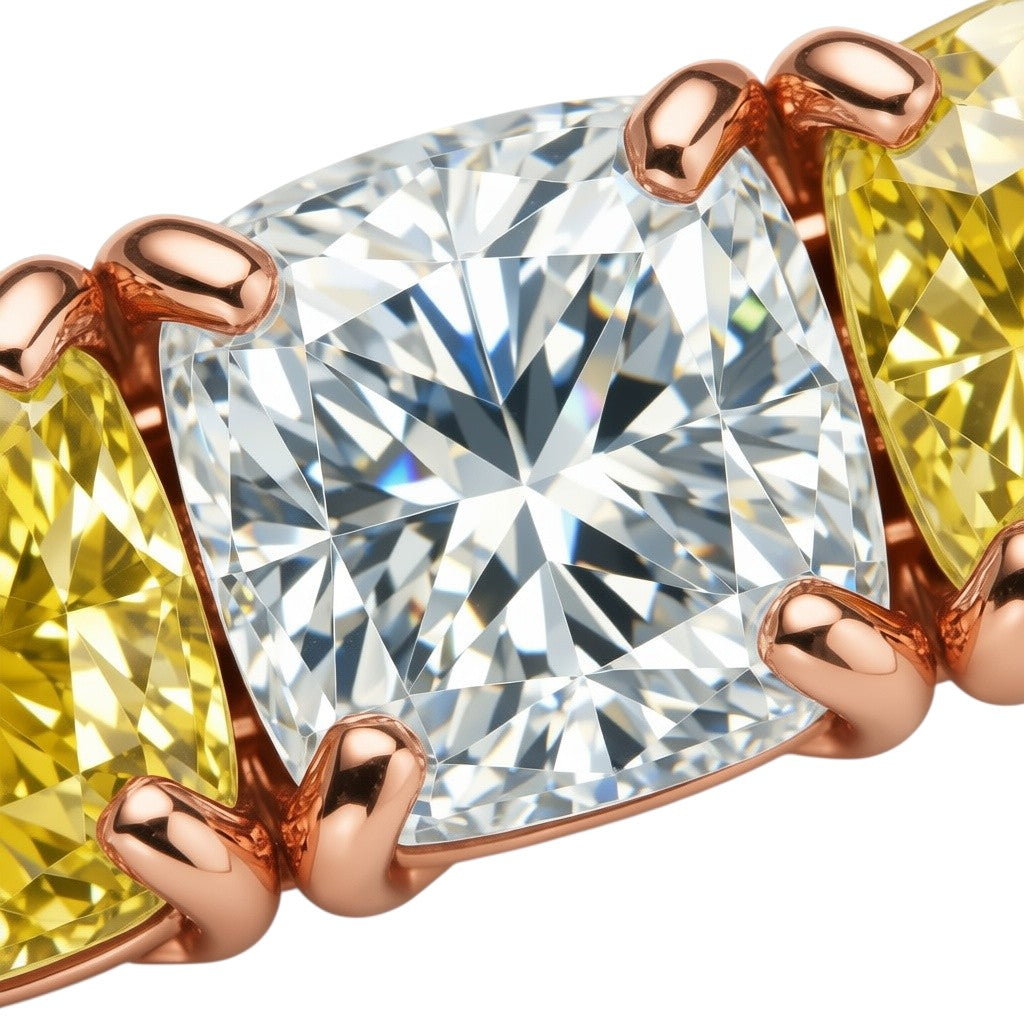My Store 4 tennis bracelet featuring alternating cushion-cut fancy yellow and white diamonds in gold box settings.