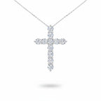 My Store 4 diamond cross pendant necklace featuring round brilliant diamonds in a shared-prong white gold setting.