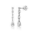My Store 4 bridal drop earrings featuring marquise, round, and pear-cut diamonds set in polished white gold.