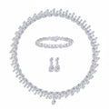 My Store 4 bridal jewelry set featuring a diamond fringe necklace, pear drop earrings, and a multi-cut tennis bracelet.