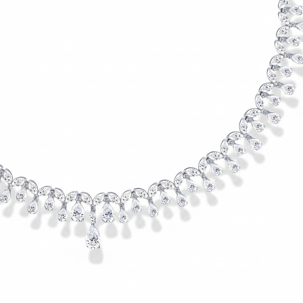 My Store 4 bridal fringe necklace featuring pear and marquise cut diamonds in 18K white gold