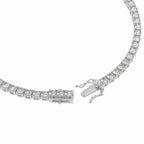 My Store 4 tennis bracelet featuring a secure box clasp with dual safety latches and brilliant round cut diamonds.