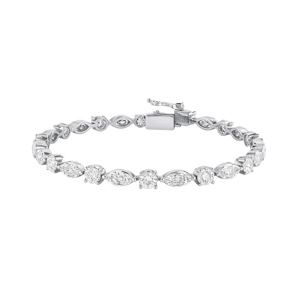 My Store 4 tennis bracelet featuring alternating marquise and round cut diamonds set in polished white gold