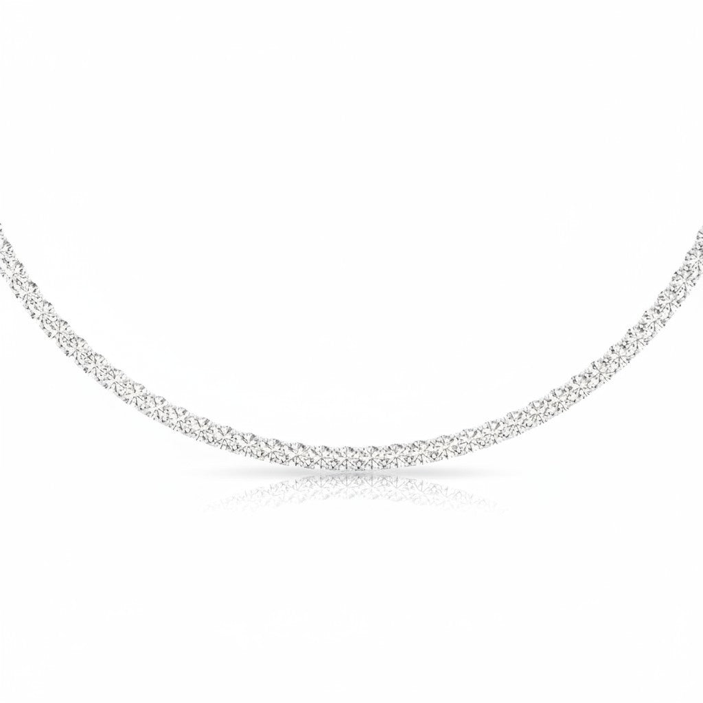 My Store 4 classic diamond tennis choker necklace in white gold with a continuous line of brilliant-cut diamonds.