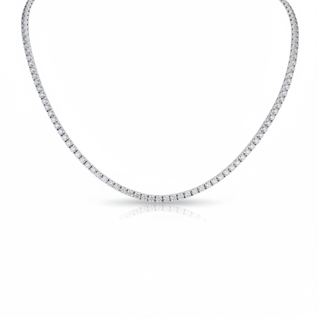 My Store 4 classic tennis choker necklace featuring a continuous line of brilliant-cut diamonds in white gold