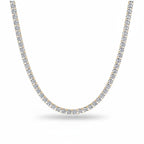 My Store 4 classic diamond tennis necklace featuring a continuous line of round brilliant diamonds in gold settings.