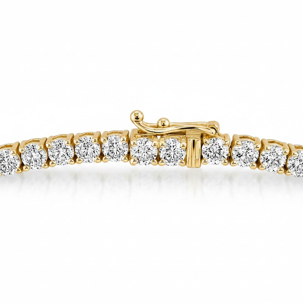 My Store 4 classic diamond tennis necklace featuring round brilliant diamonds in a yellow gold four-prong setting