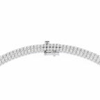 My Store 4 double layer diamond tennis necklace in white gold with a secure double-latch clasp and brilliant-cut stones.