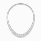 My Store 4 double layer diamond tennis necklace in white gold with two parallel strands of brilliant-cut diamonds.