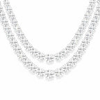 My Store 4 double layer diamond tennis necklace featuring two parallel strands of brilliant-cut diamonds in white gold.