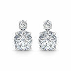 My Store 4 18K solid gold double round lab-grown diamond drop earrings featuring 6.5 carat total weight sparkling stones.